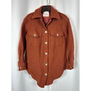 Wilfred Free Ganna Shirt Jacket Rust Orange 100% Merino Wool Shacket Coat XS